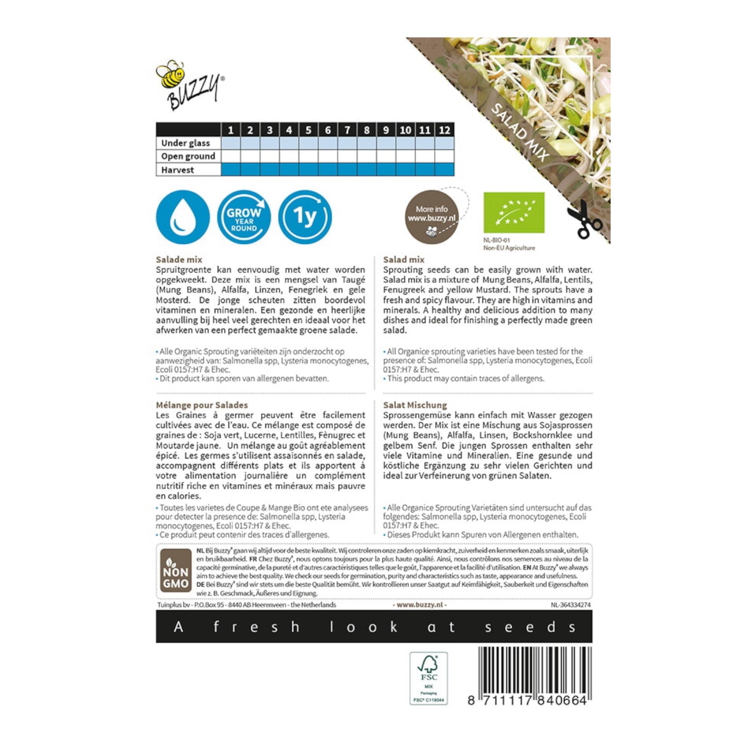 Organic Sprouting Salademengsel - Parrot and Bird Supplies